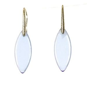 Sea Glass Earrings Leaf Transparent Blue